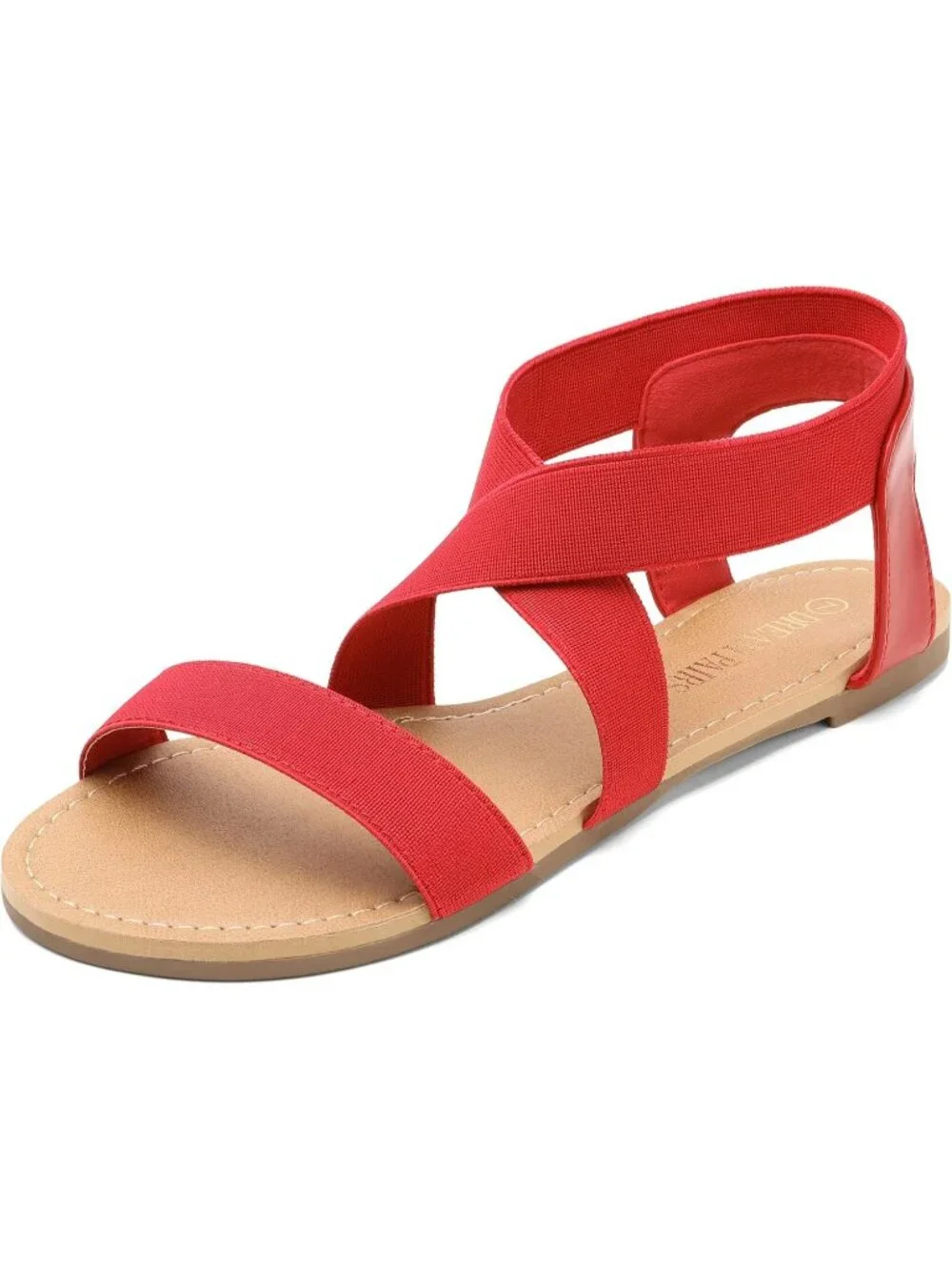 Women's Red Summer Elastic Ankle Strap Flat Cute Strappy Gladiator Sandals